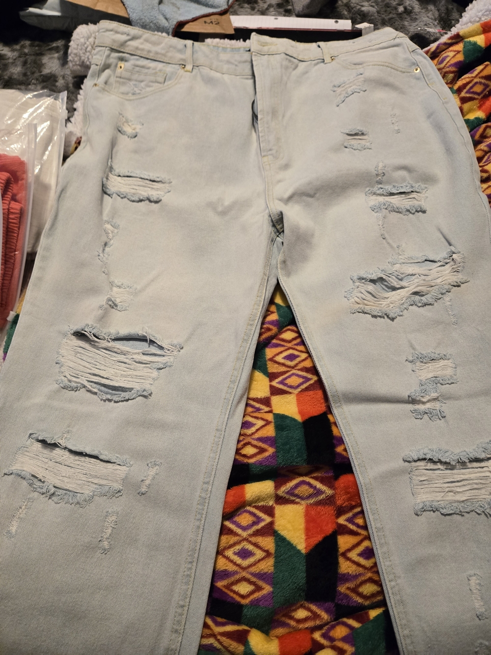AKIRA Light Wash Distressed Flare Jeans